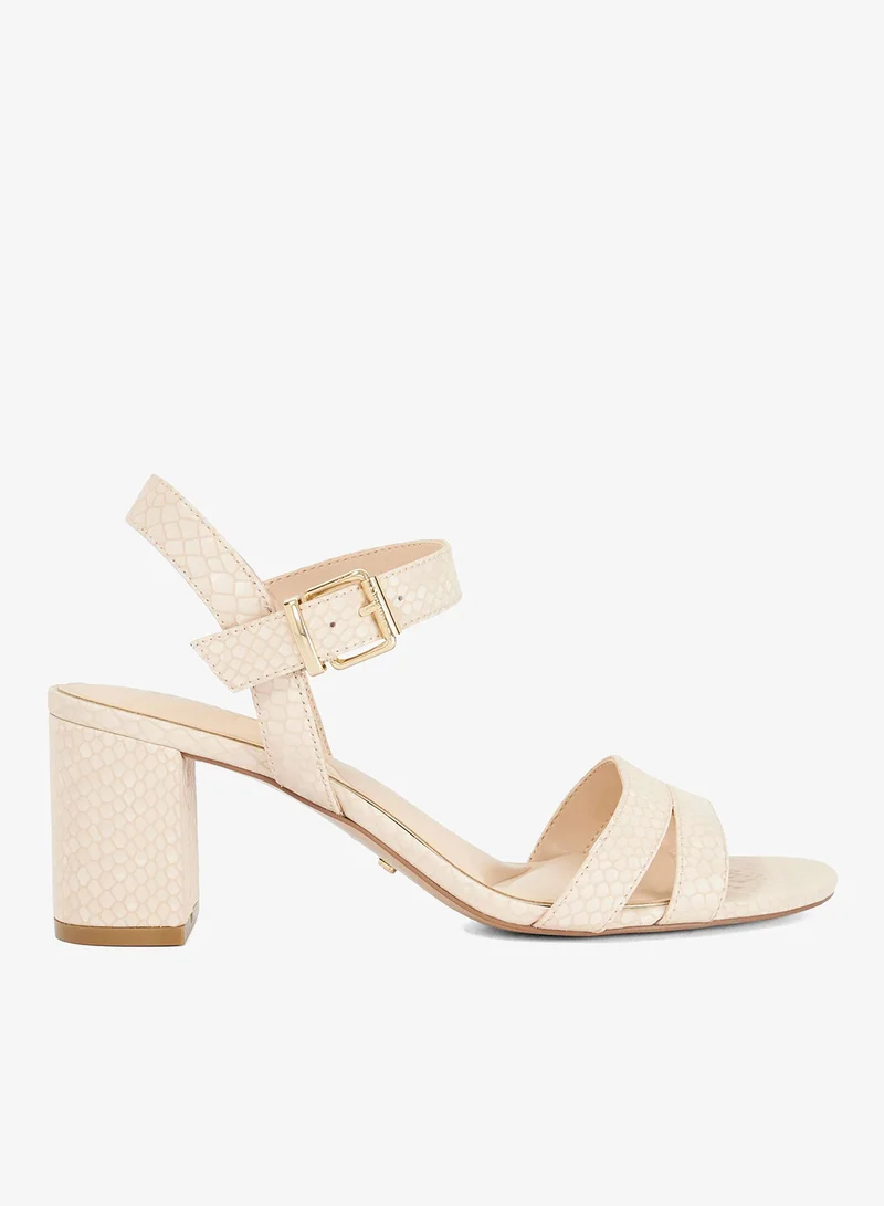 ديون لندن صنادل بكعب متوسط وحزام للكاحل